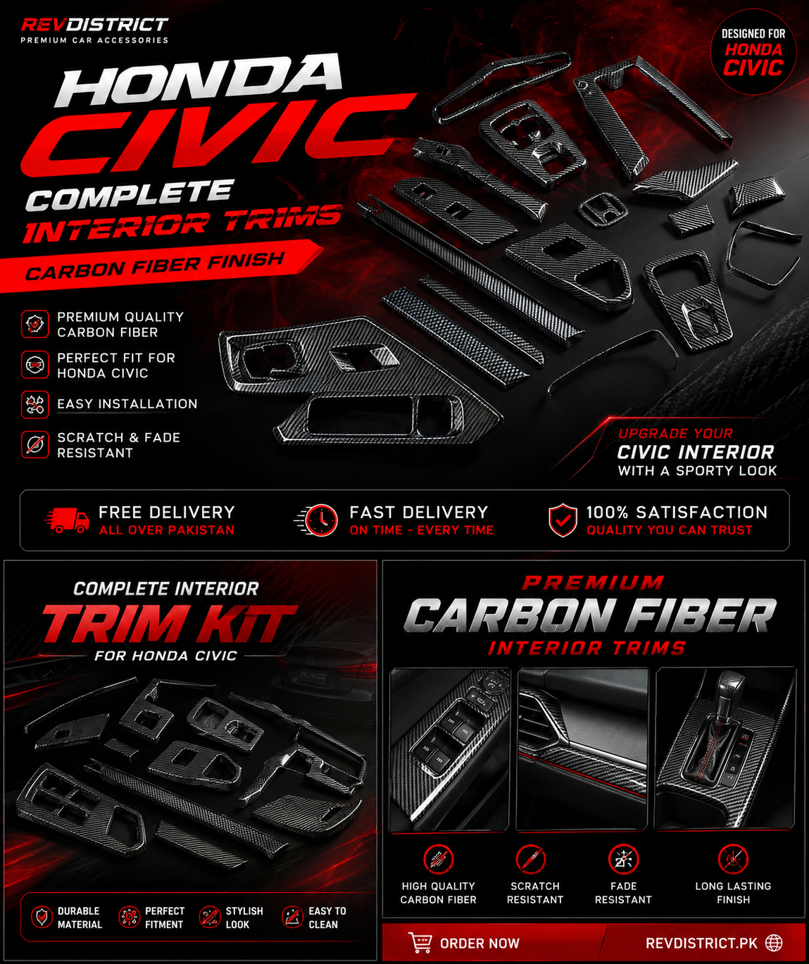 Honda civic interior kit — carbon fiber