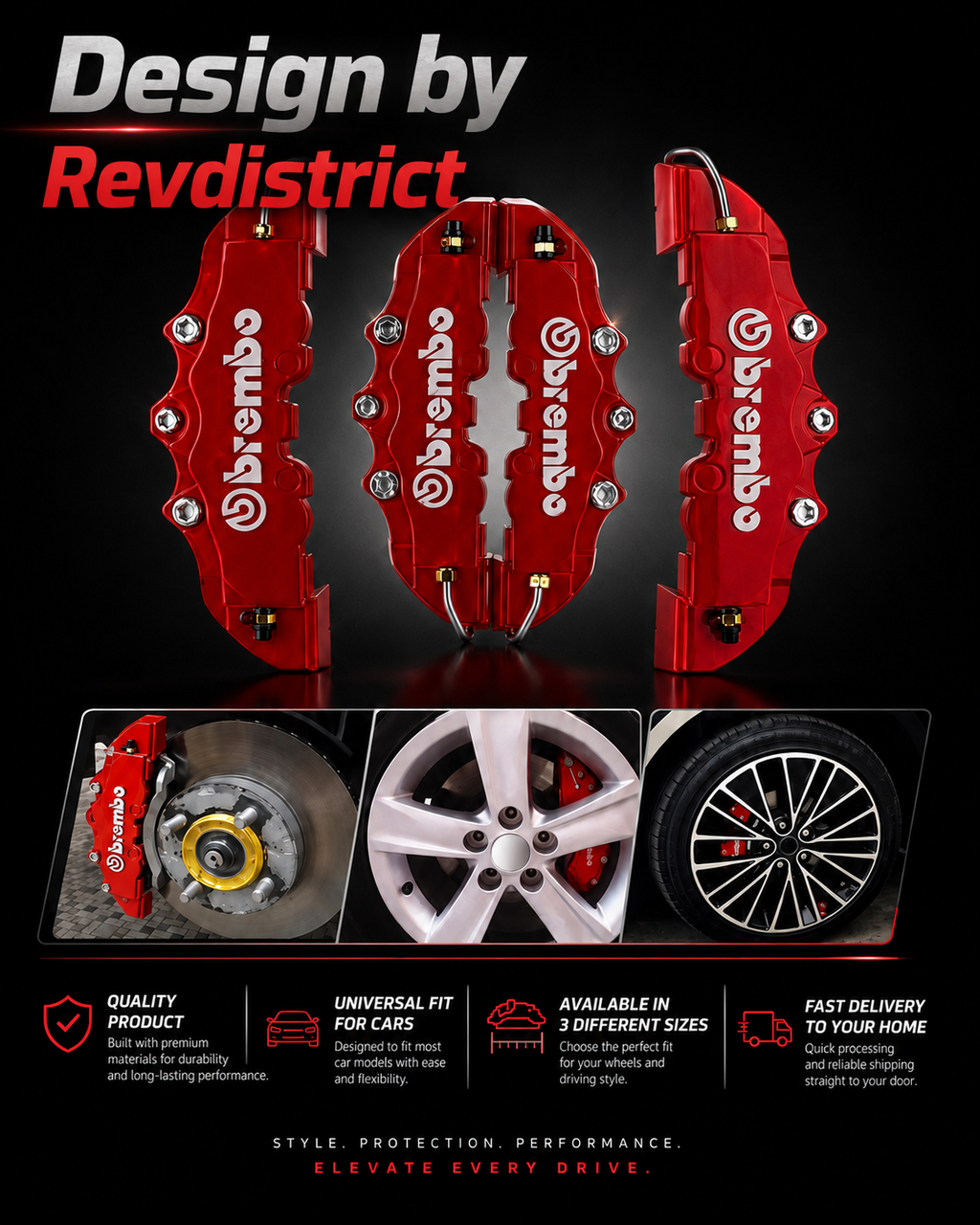 Premium Red Brake Caliper Covers