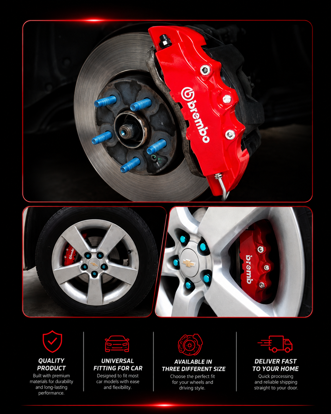 Premium Red Brake Caliper Covers