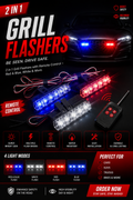 2 In 1 LED Grill Flashers With Remote Control